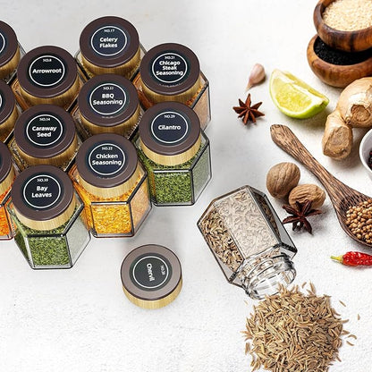 vetacsion set of 12 magnetic glass spice tins