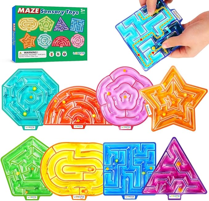 Sensory Fidget Toys for Kids: 8 Pack Gel-Filled Maze Squeeze for Children - Calming Autism Toys for Classroom