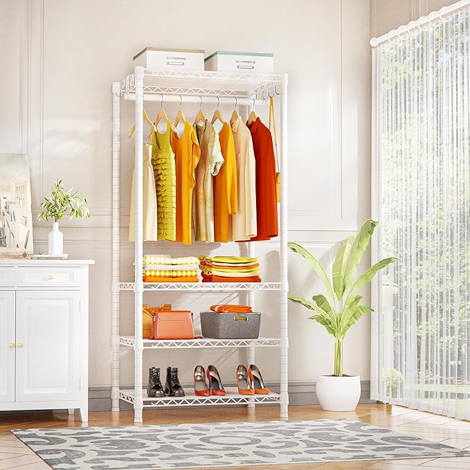 Ulif H4 Mini Portable Closet, 4 Tiers Freestanding Clothing Garment Rack