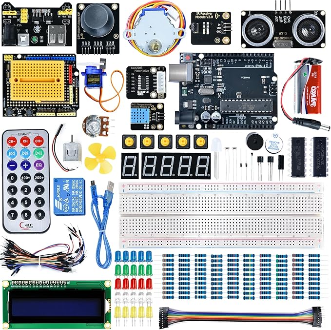 Super Starter Kit for Adults and Schoolchildren Compatible with Arduino IDE, Includes UNO R3 Board and Tutorial Includes Breadboard & Module Kit
