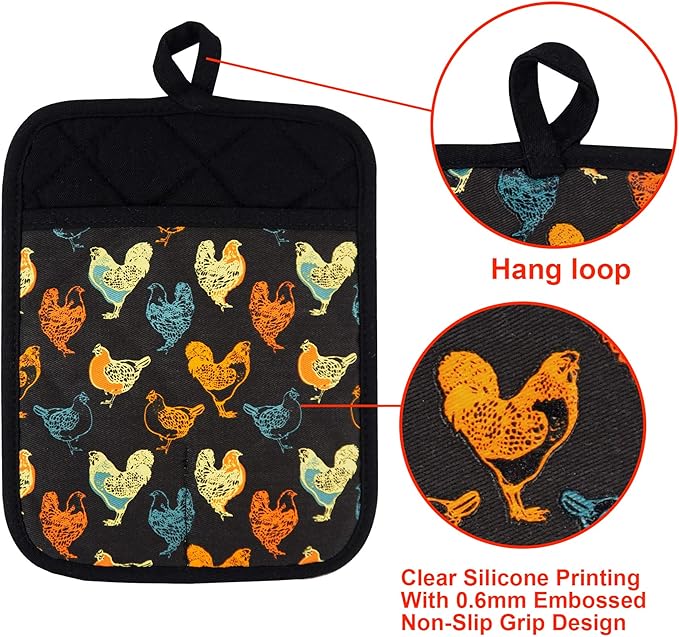 Pot Holders Set of 2 Heat Resistant 480 ℉Non Slip Clear Silicone Printed