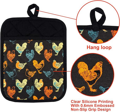Pot Holders Set of 2 Heat Resistant 480 ℉Non Slip Clear Silicone Printed