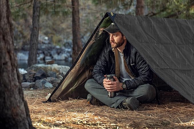 Arcturus XL Survival Tarp - Insulated Reflective Thermal Camping Tarp - 8.5' x 12' (Black)