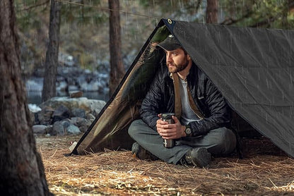 Arcturus XL Survival Tarp - Insulated Reflective Thermal Camping Tarp - 8.5' x 12' (Black)