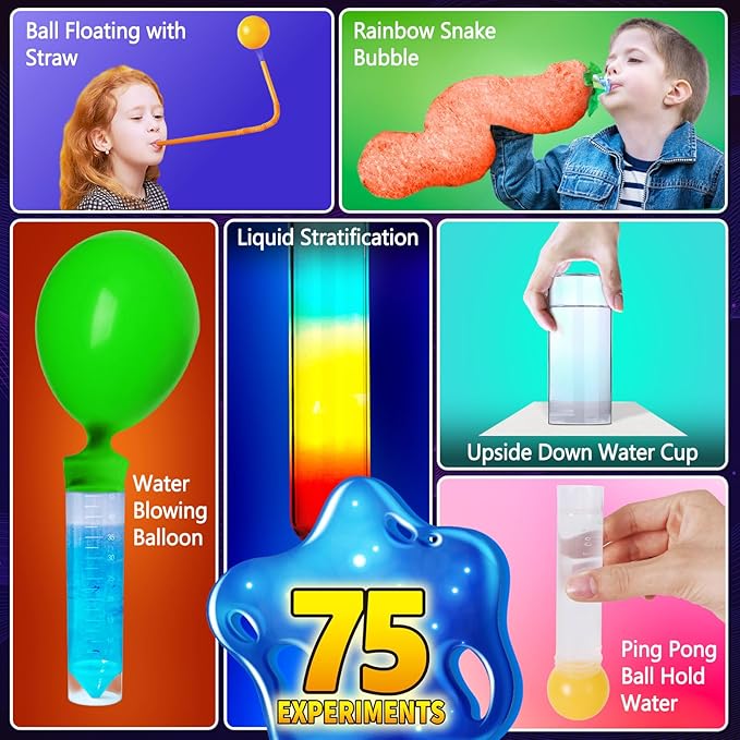 75 Experiments Science Kit for Kids, Chemistry Set, S.T.E.M Educational Birthday Christmas Toys Gifts Idea for Boys and Girls