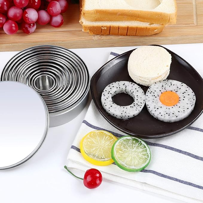 Round Cookie Cutters Set 12 Pieces Bistcuit Cookie Cutters Circle Pastry