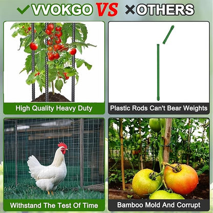VVOKGO Rebar Stakes 24 Inch Ground Straight Concrete Form Stakes Heavy Duty (16pcs), 3/8" Diameter Metal Steel Spikes Anchors with Chisel Point End for Plant Support, Garden Border,Landscape Edging