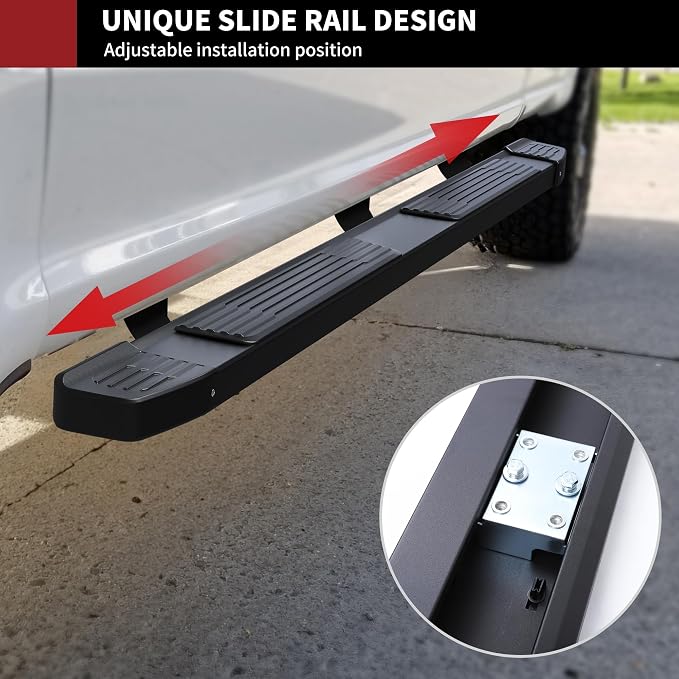 YITAMOTOR 6 Inches Running Boards Compatible with 2019-2026 Chevy Silverado/GMC Sierra 1500 Crew Cab, 2020-2026 2500HD 3500HD Crew Cab, Black Side Steps Black Nerf Bars