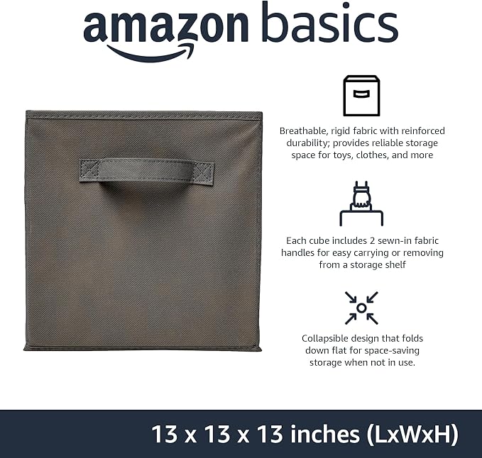 Amazon Basics Collapsible Fabric Storage Cube Bins Organizer