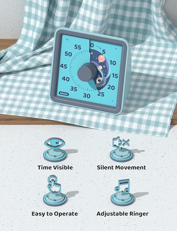 LIORQUE 60 Minute Visual Timer for Kids, Visual Countdown Timer for Classroom