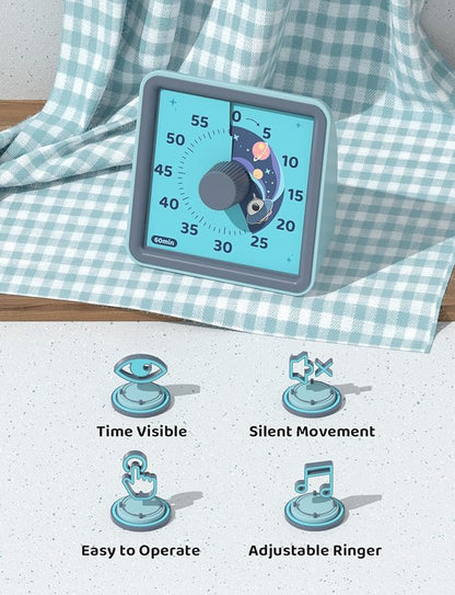 LIORQUE 60 Minute Visual Timer for Kids, Visual Countdown Timer for Classroom