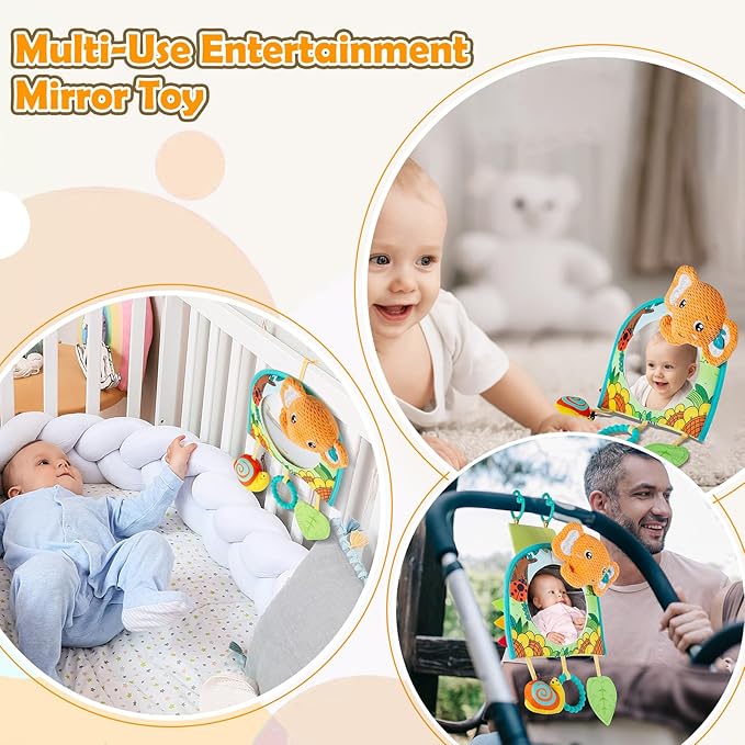 Car Seat Toy, Baby Car Mirror Toy for Rear Facing, Travel Baby Activity Center with Hanging Engaging Toys for Infants Babies 0-6-12-18 Months Boy Girl