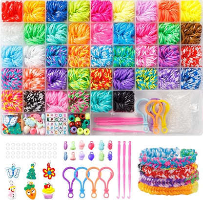 Ybxjges 3600+Rubber Band Bracelet Kit,Loom Bracelet Making Kit for Kids,Friendship Bracelet Loom Bands Kits with Loom Bands Supplies for Children Girls Gifts DIY Crafting Kit