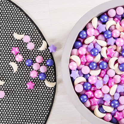 GOGOSO Ball Pit Balls Stars Moon Shapes Plastic Pitballs for Toddler Play Tent Baby Photo Props Kids Pool Water Toys Kiddie Pool Party Decor,Pink Purple,100pcs