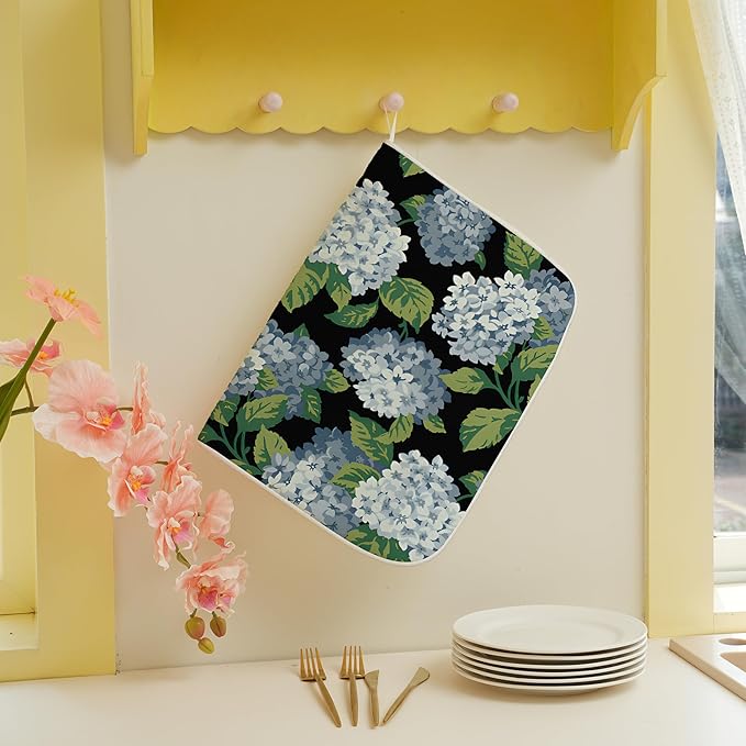 Spring Floral Dish Drying Mat 18x24 Inches