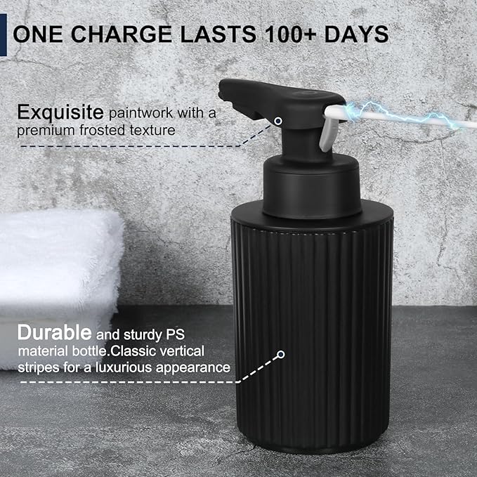 Automatic Soap Dispenser Liquid Touchless: 9oz Black Plastic