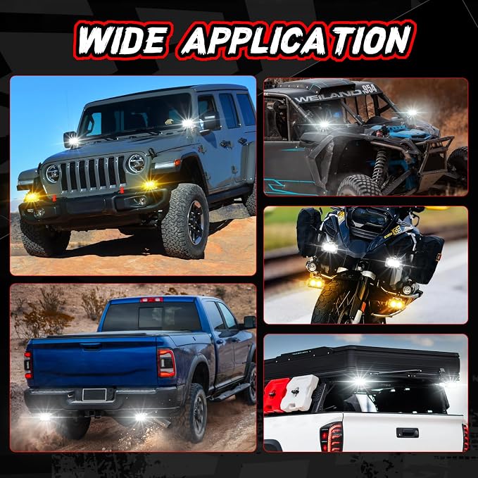 LED Pods Amber 3 Inch Off Road Driving Cube Pod Light LED Ditch Work Light Bar Bumper Backup Lights for Truck Pickup ATV UTV SUV 4x4 Motorcycle Boat