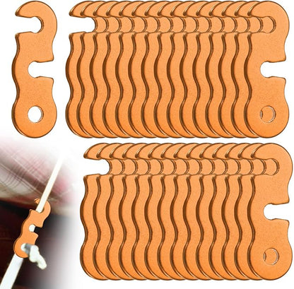 Rope Tensioner Aluminum Alloy [30PCS] - Guyline Cord Adjusters Use for Camping & Hiking & Picnic & Outdoor Activities- [Gold-1.7IN] Tent Rope Adjuster