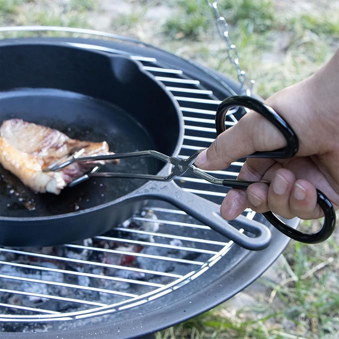 6-in-1 Dutch Oven Camping Accessories Kit - Campfire Cooking Equipment with Marshmallow Roasting Sticks, Heat-Resistant Gloves, 16" Scissors Tongs, Lid Lifter & Lid Stand