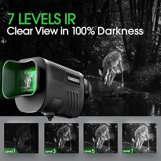 Upgraded Night Vision Monocular Digital Infrared Monocular Telescope for 100% Darkness with 8X Zoom 2000mAh Rechargeable Battery Tripod 32 GB SD Card & Card Reader, for Adult Hunting Camping
