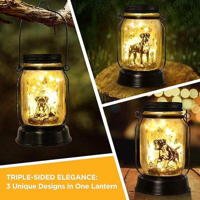 kyoryuger Boxer Dog Gifts for Women/Men Boxer Dog Lovers Solar Lantern Mom Birthday, Mothers Day, Solar Garden Decoration Outside for Yard, Patio,Backyard,Porch, Torches