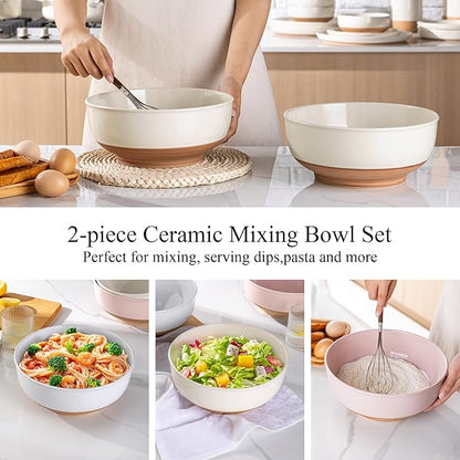 AmorArc 9.8’’ Ceramic Serving Bowls, 90 OZ Extra Large Salad Bowls Set of 2