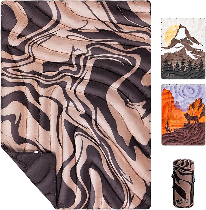 ONETIGRIS Camping Blanket,Wearable Outdoor Quilt with Recycled Thermal Insulation, Convertible to Sleeping Bag, Lightweight & Portable Travel Blanket for Camping &Hiking