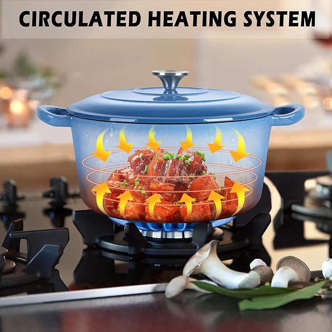 TeamFar 3qt Dutch Oven, Small Enameled Cast Iron Dutch Oven Pot