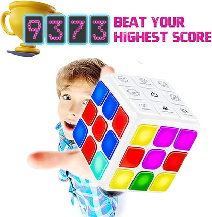 Skywin Puzzle STEM Memory Cube Game, Entertaining, Fun & Unique Flashing Memory Cube, Electronic Memory & Speed Game Development for Kids & Adults, Brain Hands and Eyes Coordination Game Cubes (White)