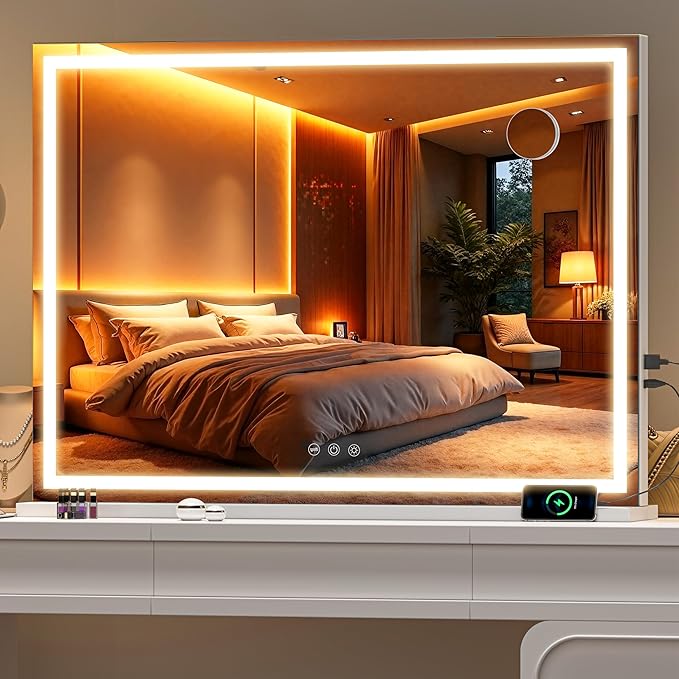 Vanity Mirror with Lights, Dimmable 3 Modes, Memory Function, Smart Touch