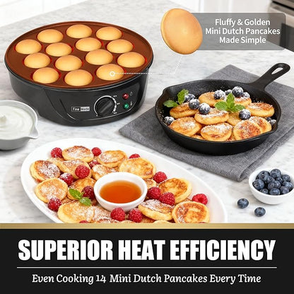 Non Stick Mini Pancakes Maker Machine, Electric Poffertjes Pan