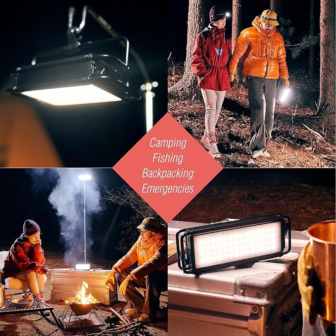 CLAYMORE Ultra 3.0 (Medium) - USB-C Rechargeable Outdoor Portable Area Light, 3 Color Modes, 40 to 2,200 Lumens, 11,600mAh Battery. Ideal for Camping, Fishing, Backpacking, and Construction.