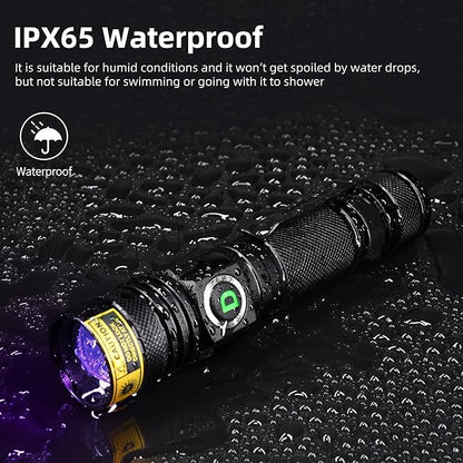 DARKDAWN UV 395nm Light Flashlight USB Rechargeable Ultraviolet LED Woods Lamp Portable Blacklight for cat Urine Detection Dry Stains, Uranium Glass, Resin Curing, D300 395 nm