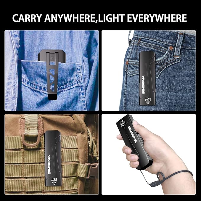 1500 Lumen Compact Flat Flashlight 2Pack, USB-C Rechargeable Ultra Thin Portable EDC Flashlight, 6-Mode Pocket Light for Outdoor Camping, Emergency, and Home Use