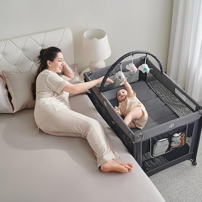 Pamo Babe Portable Playpen Foldable Playard Portable Crib for Baby and Toddlers