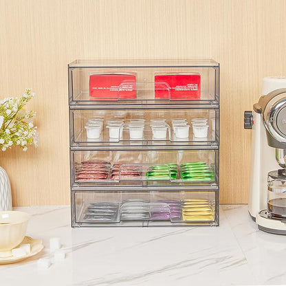 Vtopmart 12.1''W Clear Stackable Storage Drawers, 3 Pack Acrylic Plastic