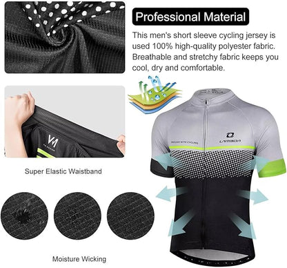 LAMEDA Men's Cycling Jersey Breathable Lightweight Bike Jersey Short Sleeve Quick Dry Moisture Wicking Biking Shirts