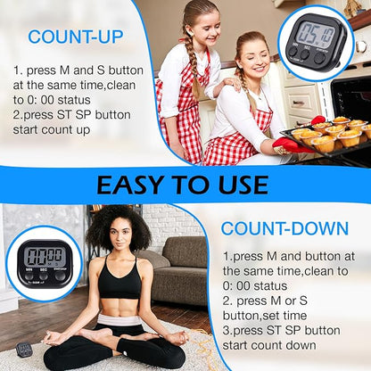 Leumoi 24 Pcs Digital Kitchen Timers Magnetic Back Timers Bulk Large Screen