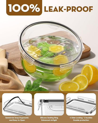 40 PCS Food Storage Containers with Lids Airtight (20 Containers & 20 Lids), 100% Leakproof Meal Prep Container Set for Kitchen Storage, BPA-free, PVC-free Reusable Plastic, Microwave/Dishwasher Safe