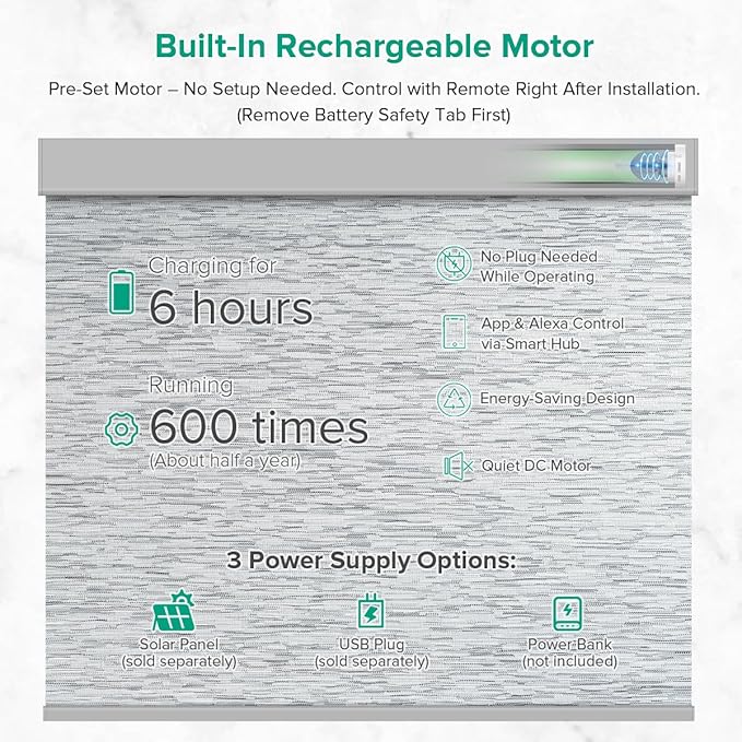 Kilonity Motorized Roller Shades, Light Filtering Remote Control Custom Window