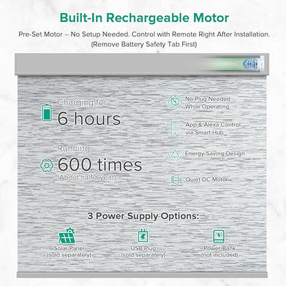 Kilonity Motorized Roller Shades, Light Filtering Remote Control Custom Window