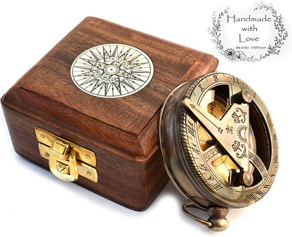 Trust in The Lord With All Your Heart - Proverbs 3:5-6 Quote Engraved Compass With Wooden Box, Greeting Card, Gift Compass, Graduation Day Gifts 2024 for Women Men Boys Girls