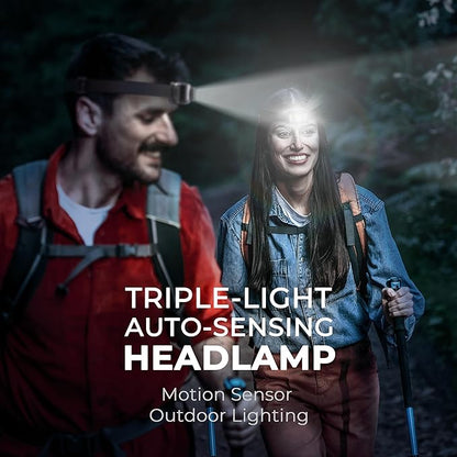Rechargeable Headlamp Flashlight,Super Bright LED Head Torches,Sensor Control, 6 Light Settings, IPX5 Waterproof & Lightweight, Ideal for Camping, Running & Hiking Outdoor (2, Black)