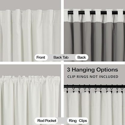 KOUFALL Ivory Blackout Curtains 90 Inches Long, Linen Back Tab Black Out