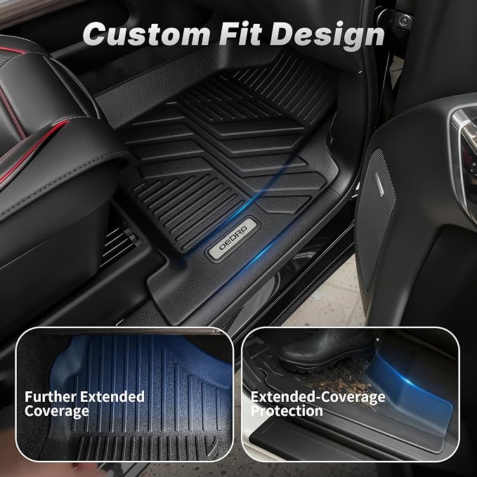 OEDRO Upgraded Floor Mats Fit for 2024 2025 2026 Toyota Grand Highlander w/Subwoofer 7 Seat(Include Hybrid), TPE Interior Seat Back Covers and Cargo Liner Behind 3rd Row (Trunk Mat with Backrest Mat)