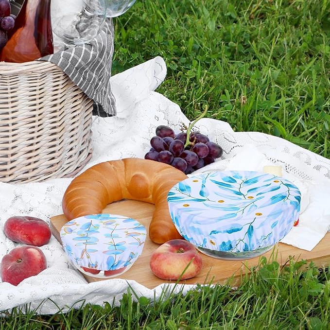 5 Pieces Bowl Covers Reusable, 5 Size Elastic Cloth Bowl Covers