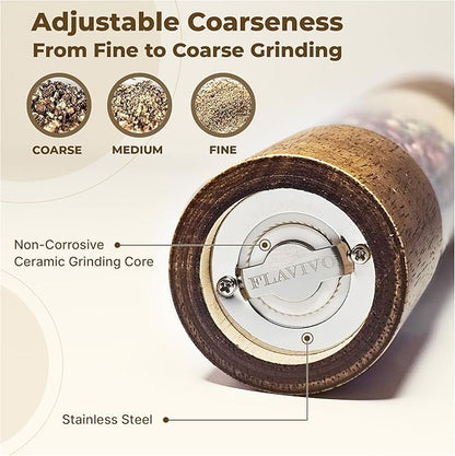 Wooden Salt and Pepper Grinder Set, Manual Premium Acrylic Salt and pepper Mills