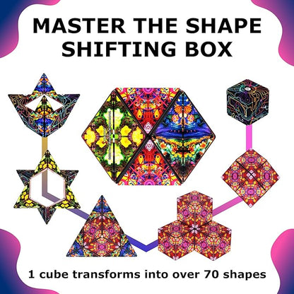 SHASHIBO Shape Shifting Box - Award-Winning Fidget Toy w/ 36 Rare Earth Magnets - Fidget Cube Transforms Into Over 70 Shapes, Sensory Toy Gift for Kids, Teens, and Adults (QDOT Map)