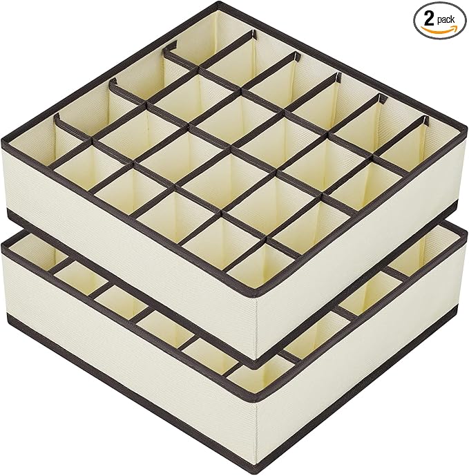 Joyoldelf Drawer Organizer 2 Packs, 24 Cell Collapsible Closet Cabinet Storage