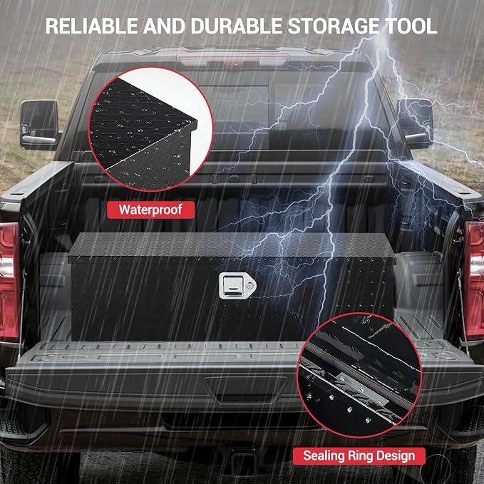 Garvee 39 Inch Truck Bed Tool Box, Heavy Duty Aluminum Pickup Tool Chest with Sliding Shelf, Waterproof & Rust-Resistant Storage Organizer for Truck, RV, Trailer